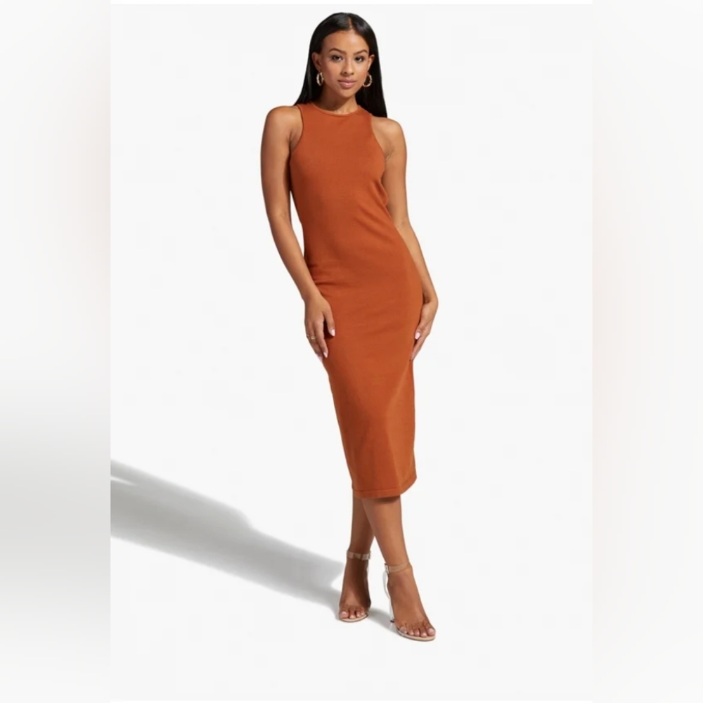 Open Back Sweater Midi Dress